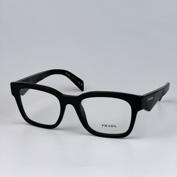 NEW Prada PRA10V 16K101 Black Square Unisex Eyeglasses PR A10V - Picture 1 of 11